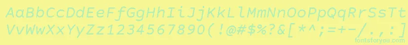 CourierPrimeSansItalic Font – Green Fonts on Yellow Background