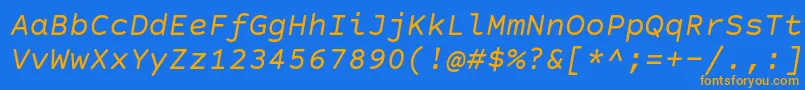 CourierPrimeSansItalic Font – Orange Fonts on Blue Background