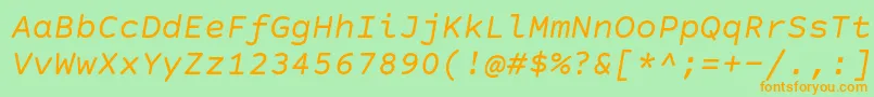 CourierPrimeSansItalic Font – Orange Fonts on Green Background