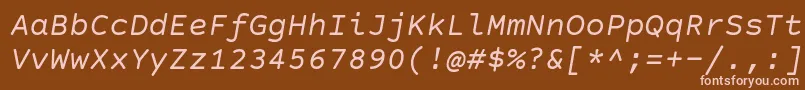 Шрифт CourierPrimeSansItalic – розовые шрифты на коричневом фоне