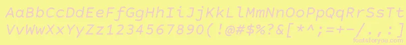 CourierPrimeSansItalic Font – Pink Fonts on Yellow Background