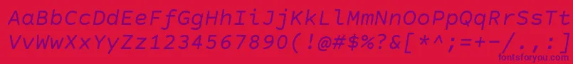 CourierPrimeSansItalic Font – Purple Fonts on Red Background