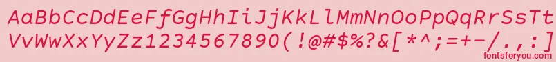 CourierPrimeSansItalic Font – Red Fonts on Pink Background
