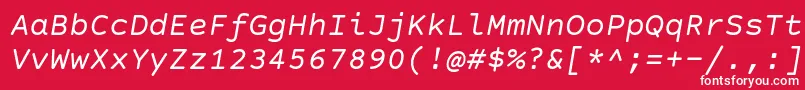 CourierPrimeSansItalic Font – White Fonts on Red Background