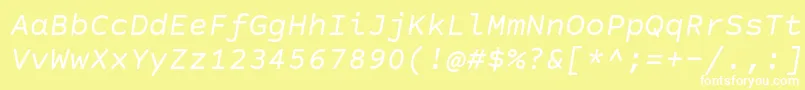 CourierPrimeSansItalic Font – White Fonts on Yellow Background