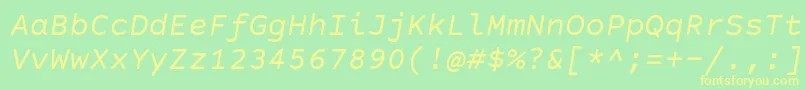 CourierPrimeSansItalic Font – Yellow Fonts on Green Background