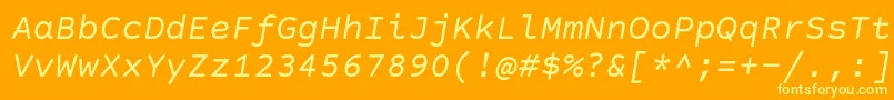 CourierPrimeSansItalic Font – Yellow Fonts on Orange Background
