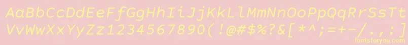 CourierPrimeSansItalic Font – Yellow Fonts on Pink Background