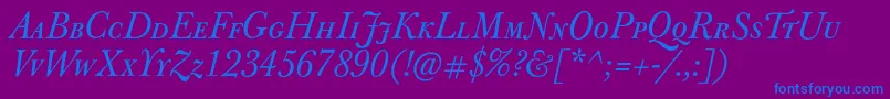 JbaskervillecapsItalic Font – Blue Fonts on Purple Background