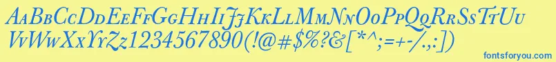 JbaskervillecapsItalic Font – Blue Fonts on Yellow Background