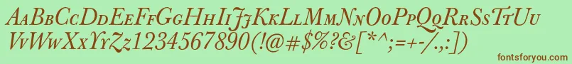 JbaskervillecapsItalic Font – Brown Fonts on Green Background