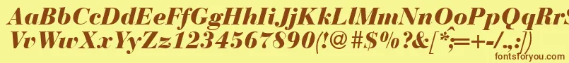 BodonirecutheavyRegularitalic Font – Brown Fonts on Yellow Background