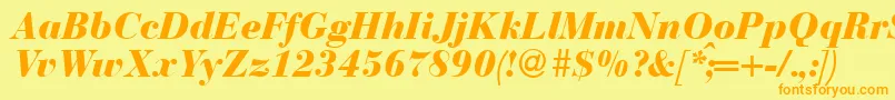 BodonirecutheavyRegularitalic Font – Orange Fonts on Yellow Background