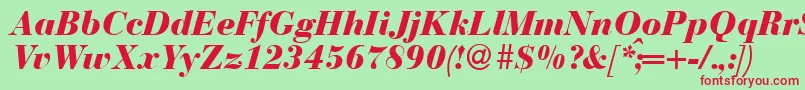 BodonirecutheavyRegularitalic Font – Red Fonts on Green Background