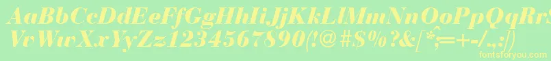 BodonirecutheavyRegularitalic Font – Yellow Fonts on Green Background