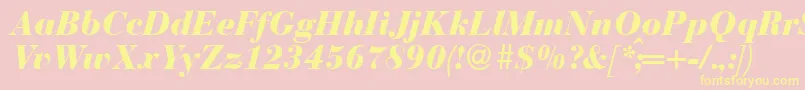 BodonirecutheavyRegularitalic-Schriftart – Gelbe Schriften auf rosa Hintergrund