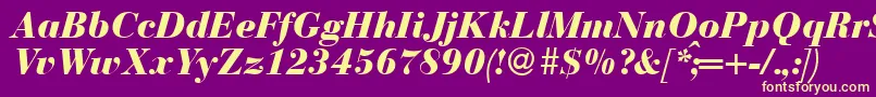 BodonirecutheavyRegularitalic Font – Yellow Fonts on Purple Background