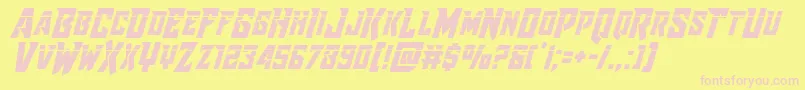 Raidercrusaderlaser-Schriftart – Rosa Schriften auf gelbem Hintergrund