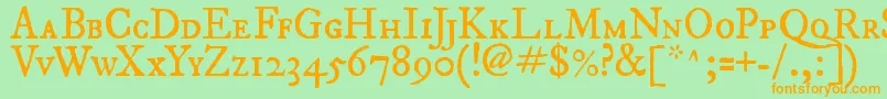 フォントFepisc2 – オレンジの文字が緑の背景にあります。