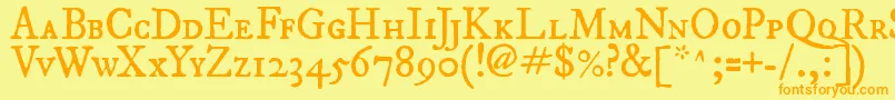 Fepisc2-Schriftart – Orangefarbene Schriften auf gelbem Hintergrund