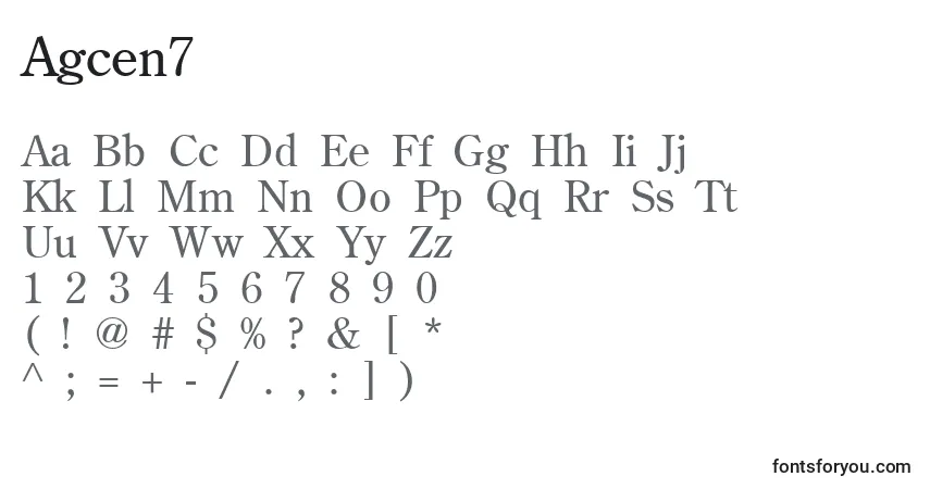 Schriftart Agcen7 – Alphabet, Zahlen, spezielle Symbole