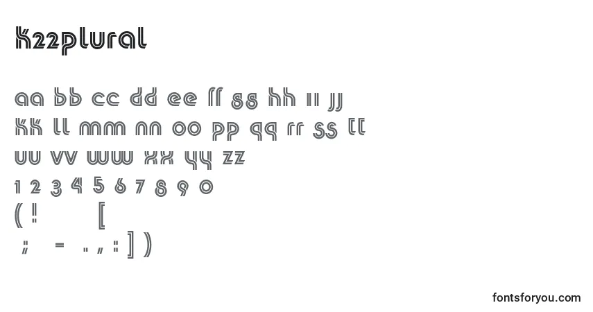 Шрифт K22Plural – алфавит, цифры, специальные символы