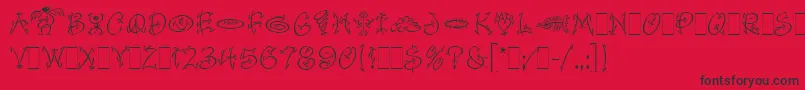 Fonte FaithfulFlyLetPlain.1.0 – fontes pretas em um fundo vermelho