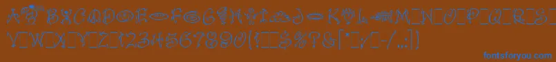 FaithfulFlyLetPlain.1.0-fontti – siniset fontit ruskealla taustalla
