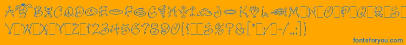 FaithfulFlyLetPlain.1.0 Font – Blue Fonts on Orange Background