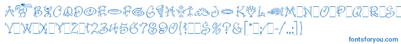 フォントFaithfulFlyLetPlain.1.0 – 白い背景に青い文字