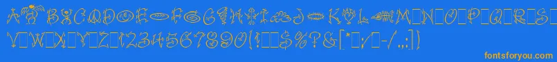 FaithfulFlyLetPlain.1.0 Font – Orange Fonts on Blue Background
