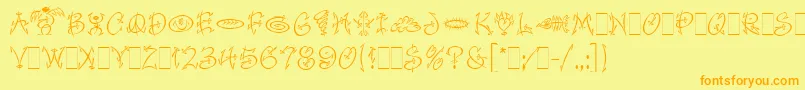 FaithfulFlyLetPlain.1.0 Font – Orange Fonts on Yellow Background