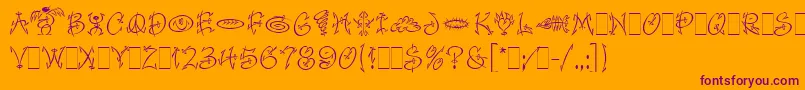 FaithfulFlyLetPlain.1.0 Font – Purple Fonts on Orange Background
