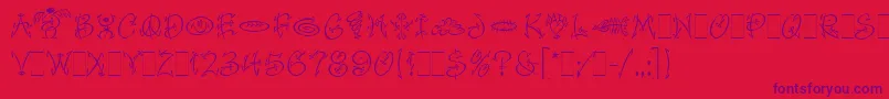 フォントFaithfulFlyLetPlain.1.0 – 赤い背景に紫のフォント