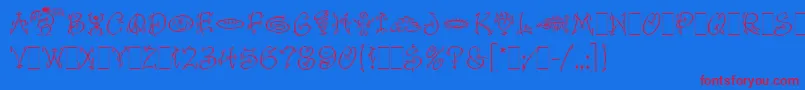 FaithfulFlyLetPlain.1.0 Font – Red Fonts on Blue Background