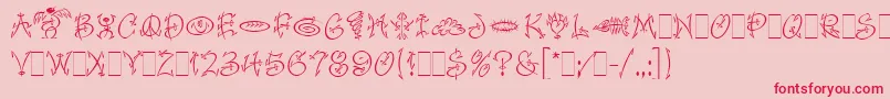 FaithfulFlyLetPlain.1.0 Font – Red Fonts on Pink Background