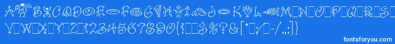 FaithfulFlyLetPlain.1.0 Font – White Fonts on Blue Background