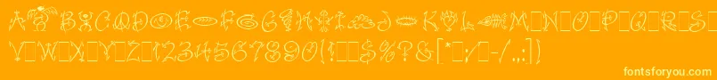 FaithfulFlyLetPlain.1.0 Font – Yellow Fonts on Orange Background