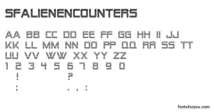 A fonte SfAlienEncounters – alfabeto, números, caracteres especiais