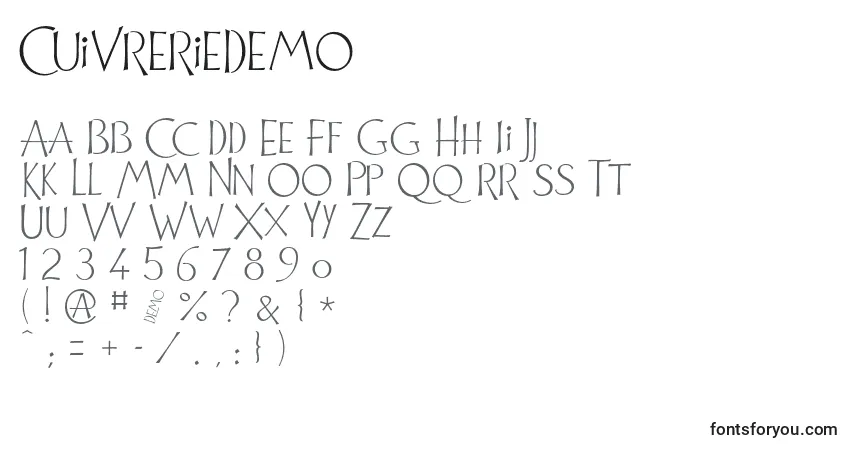 Шрифт CuivrerieDemo – алфавит, цифры, специальные символы