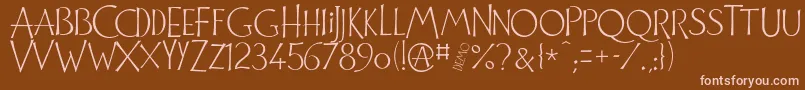 Więcej informacji o czcionce CuivrerieDemo Czcionka CuivrerieDemo – różowe czcionki na brązowym tle