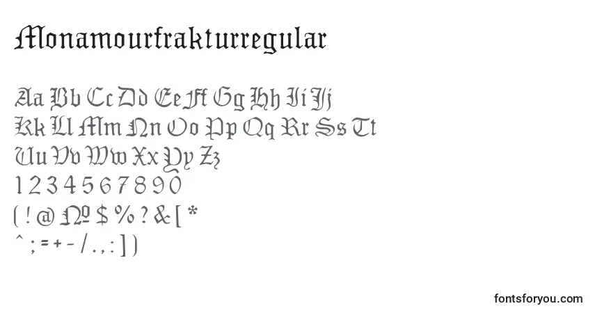 Schriftart Monamourfrakturregular – Alphabet, Zahlen, spezielle Symbole