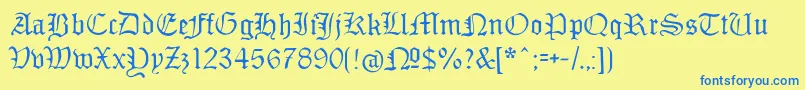 Monamourfrakturregular Font – Blue Fonts on Yellow Background