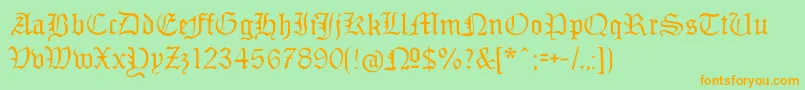 Weitere Informationen zur Monamourfrakturregular-Schriftart Monamourfrakturregular-Schriftart – Orangefarbene Schriften auf grünem Hintergrund