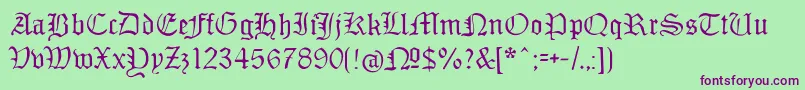 Monamourfrakturregular Font – Purple Fonts on Green Background