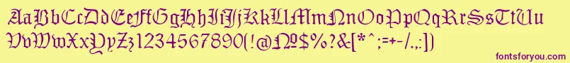 Monamourfrakturregular Font – Purple Fonts on Yellow Background