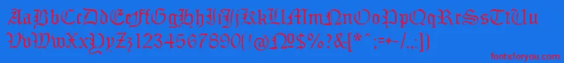 フォントMonamourfrakturregular – 赤い文字の青い背景