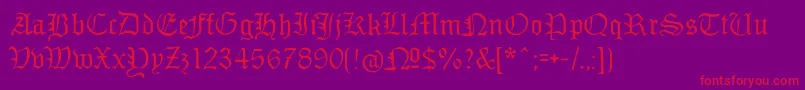 Monamourfrakturregular-Schriftart – Rote Schriften auf violettem Hintergrund