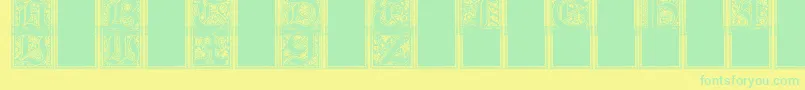 Camelot-Schriftart – Grüne Schriften auf gelbem Hintergrund