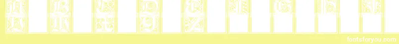 Camelot-Schriftart – Weiße Schriften auf gelbem Hintergrund
